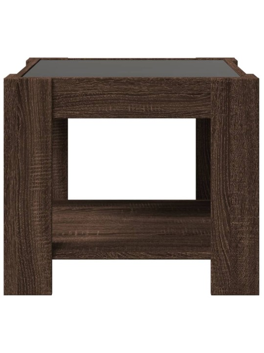 Konferenční stolek s led hnědý dub 53x53x45 cm kompozitní dřevo