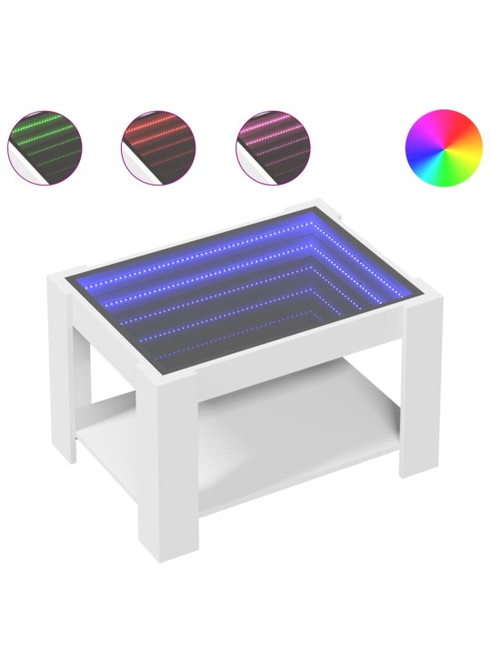 Konferenční stolek s LED bílý 73 x 53 x 45 cm kompozitní dřevo