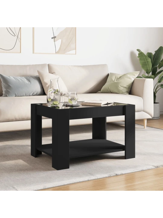 Konferenční stolek s LED černý 73 x 53 x 45 cm kompozitní dřevo