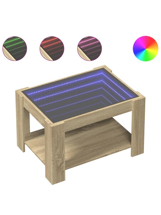 Konferenční stolek s LED dub sonoma 73 x 53 x 45 cm kompozit
