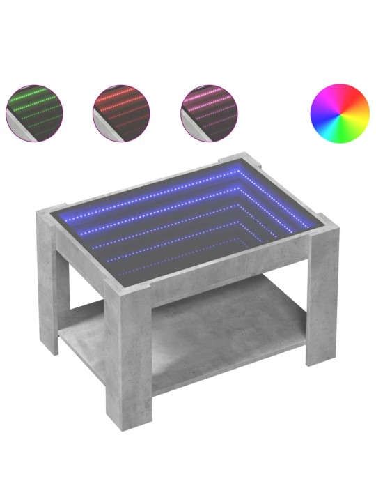Konferenční stolek s LED betonově šedý 73 x 53 x 45 cm kompozit