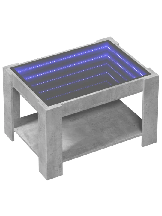 Konferenční stolek s LED betonově šedý 73 x 53 x 45 cm kompozit