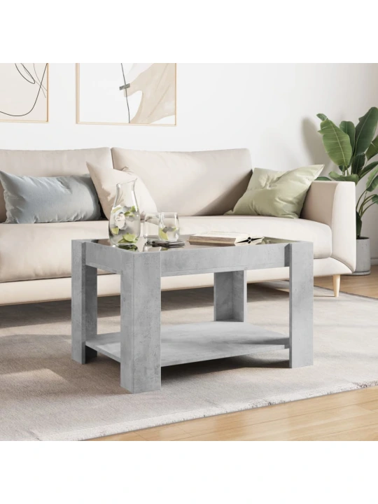 Konferenční stolek s LED betonově šedý 73 x 53 x 45 cm kompozit