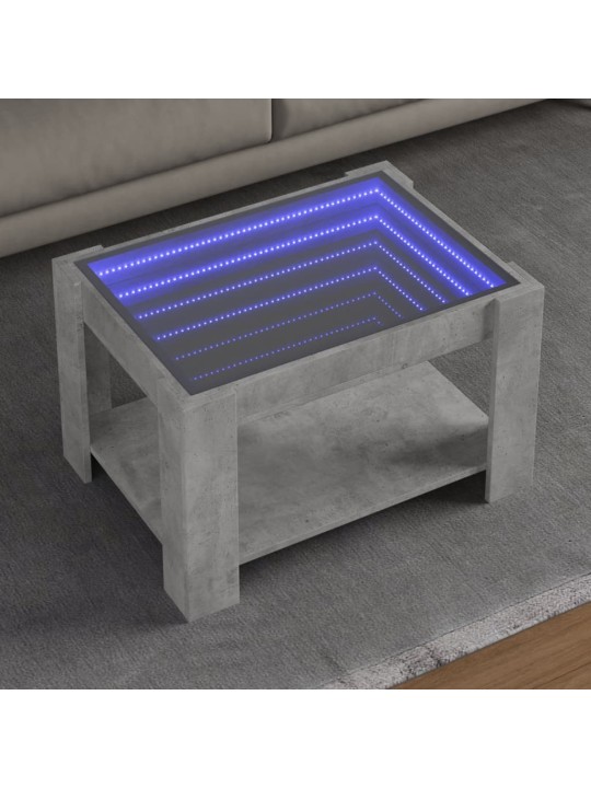 Konferenční stolek s LED betonově šedý 73 x 53 x 45 cm kompozit