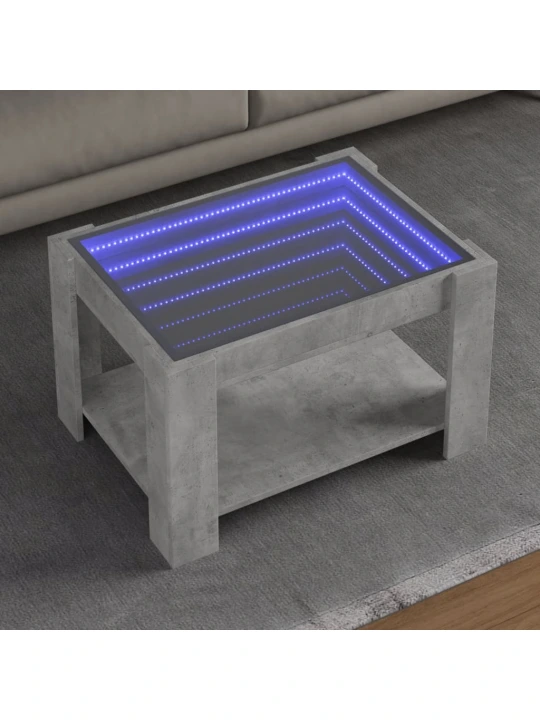 Konferenční stolek s LED betonově šedý 73 x 53 x 45 cm kompozit