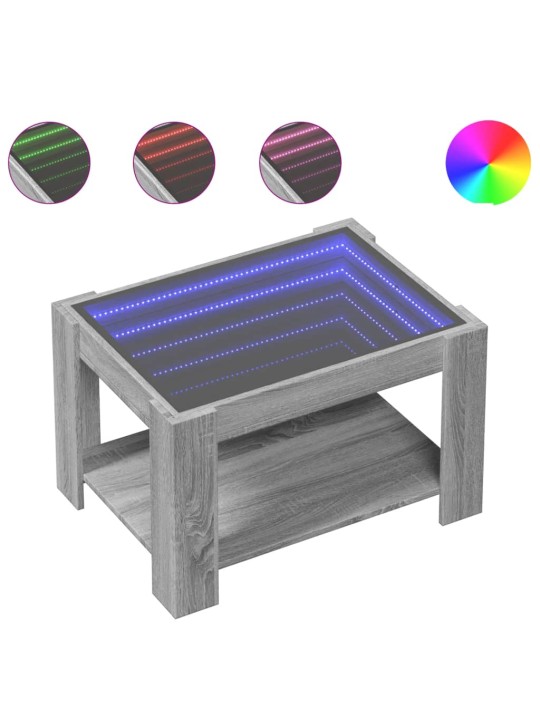 Konferenční stolek s led šedý sonoma 73 x 53 x 45 cm kompozit