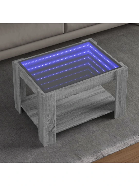 Konferenční stolek s led šedý sonoma 73 x 53 x 45 cm kompozit