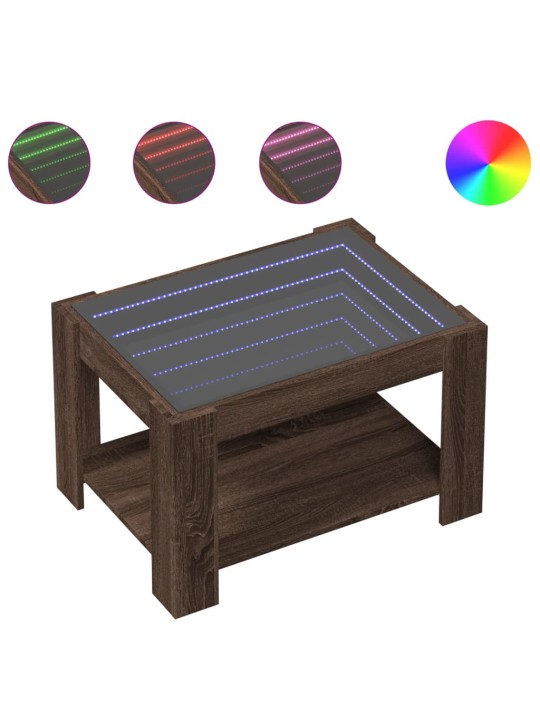 Konferenční stolek s led hnědý dub 73x53x45 cm kompozitní dřevo