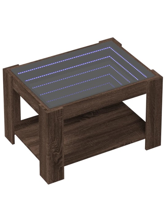 Konferenční stolek s led hnědý dub 73x53x45 cm kompozitní dřevo