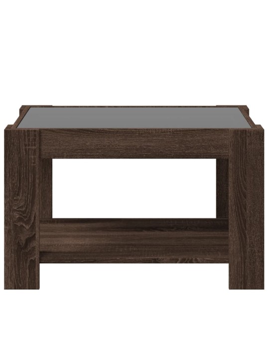 Konferenční stolek s led hnědý dub 73x53x45 cm kompozitní dřevo