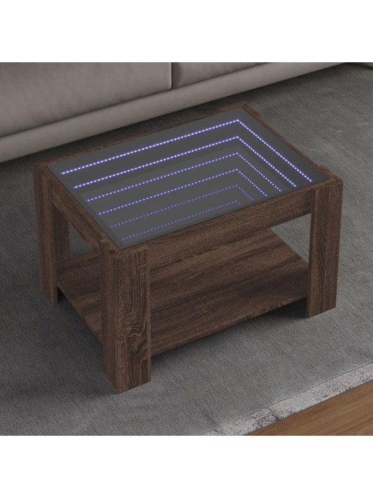 Konferenční stolek s led hnědý dub 73x53x45 cm kompozitní dřevo