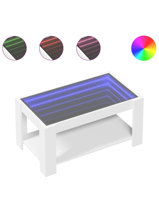 Konferenční stolek s LED bílý 93 x 53 x 45 cm kompozitní dřevo