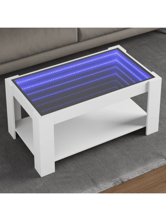 Konferenční stolek s LED bílý 93 x 53 x 45 cm kompozitní dřevo