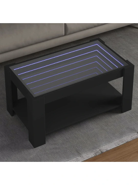 Konferenční stolek s LED černý 93 x 53 x 45 cm kompozitní dřevo