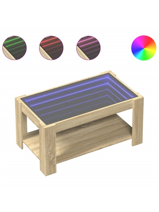 Konferenční stolek s LED dub sonoma 93 x 53 x 45 cm kompozit