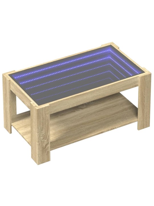 Konferenční stolek s LED dub sonoma 93 x 53 x 45 cm kompozit