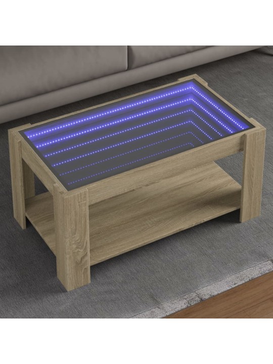 Konferenční stolek s LED dub sonoma 93 x 53 x 45 cm kompozit