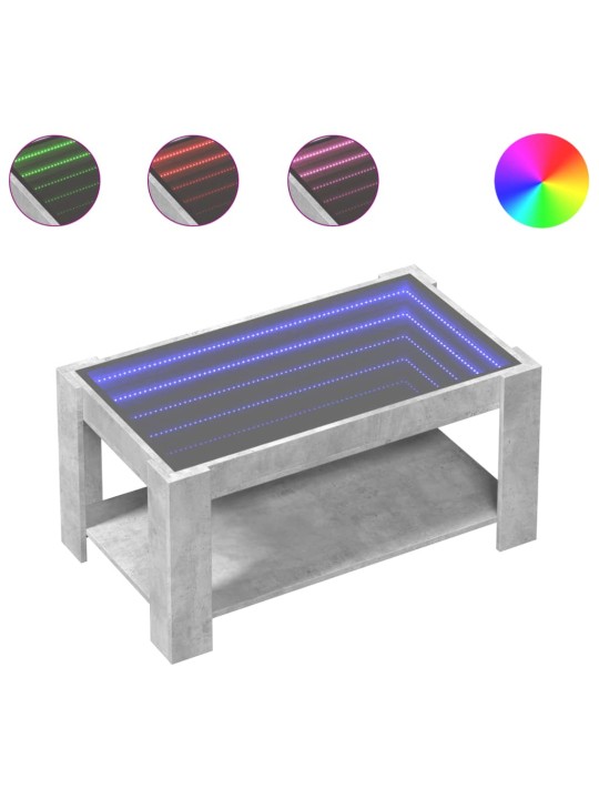 Konferenční stolek s LED betonově šedý 93 x 53 x 45 cm kompozit