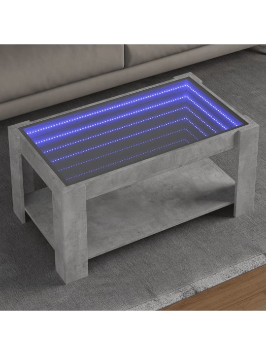 Konferenční stolek s LED betonově šedý 93 x 53 x 45 cm kompozit