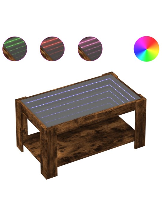 Konferenční stolek s led kouřový dub 93 x 53 x 45 cm kompozit