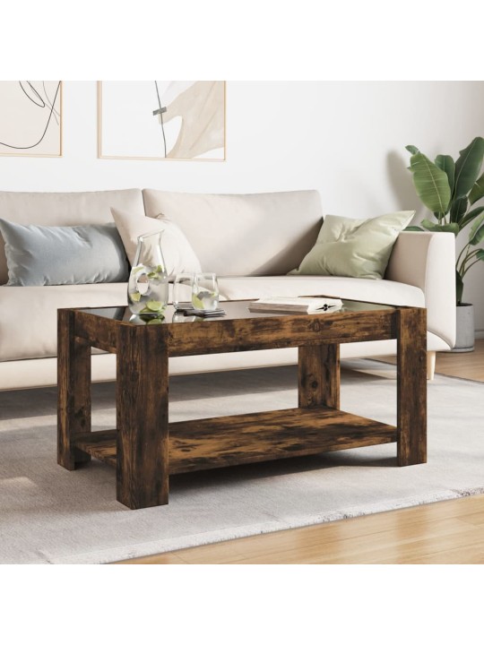 Konferenční stolek s led kouřový dub 93 x 53 x 45 cm kompozit