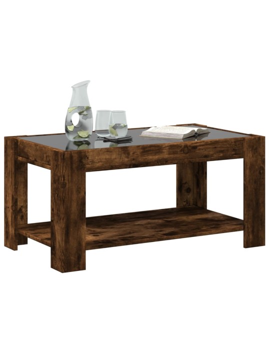 Konferenční stolek s led kouřový dub 93 x 53 x 45 cm kompozit