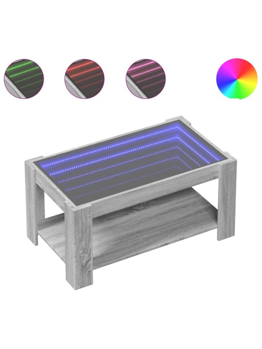Konferenční stolek s led šedý sonoma 93 x 53 x 45 cm kompozit