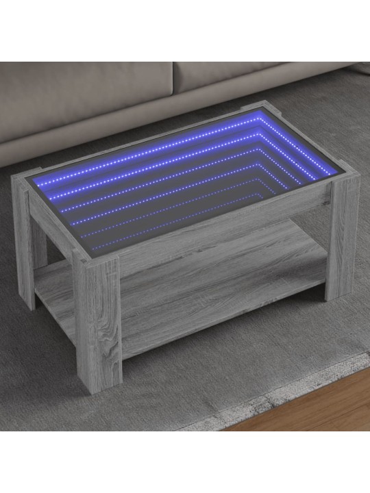 Konferenční stolek s led šedý sonoma 93 x 53 x 45 cm kompozit