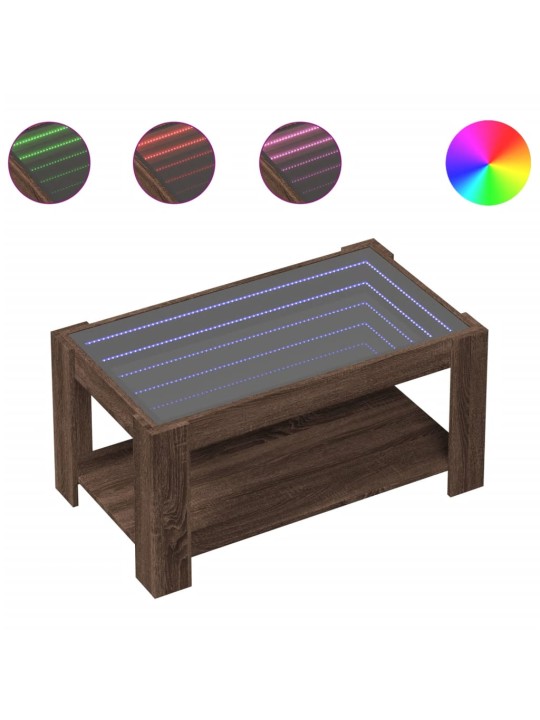 Konferenční stolek s led hnědý dub 93x53x45 cm kompozitní dřevo