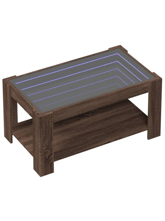 Konferenční stolek s led hnědý dub 93x53x45 cm kompozitní dřevo