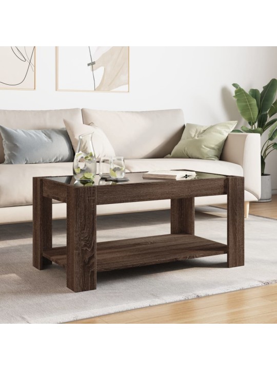 Konferenční stolek s led hnědý dub 93x53x45 cm kompozitní dřevo