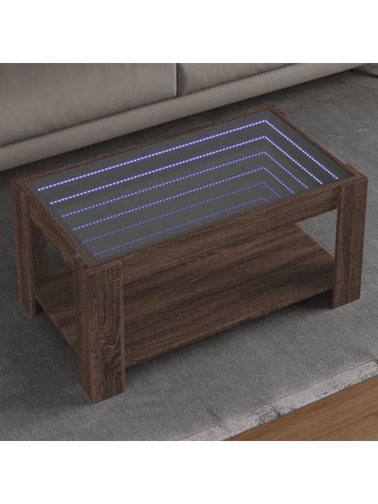 Konferenční stolek s led hnědý dub 93x53x45 cm kompozitní dřevo