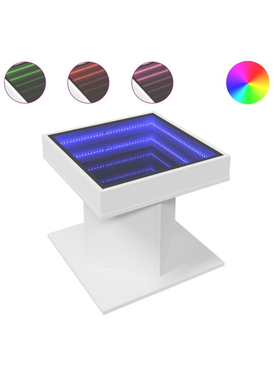 Konferenční stolek s LED bílý 50 x 50 x 45 cm kompozitní dřevo