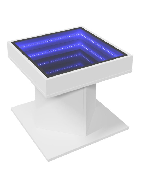 Konferenční stolek s LED bílý 50 x 50 x 45 cm kompozitní dřevo