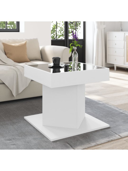 Konferenční stolek s LED bílý 50 x 50 x 45 cm kompozitní dřevo