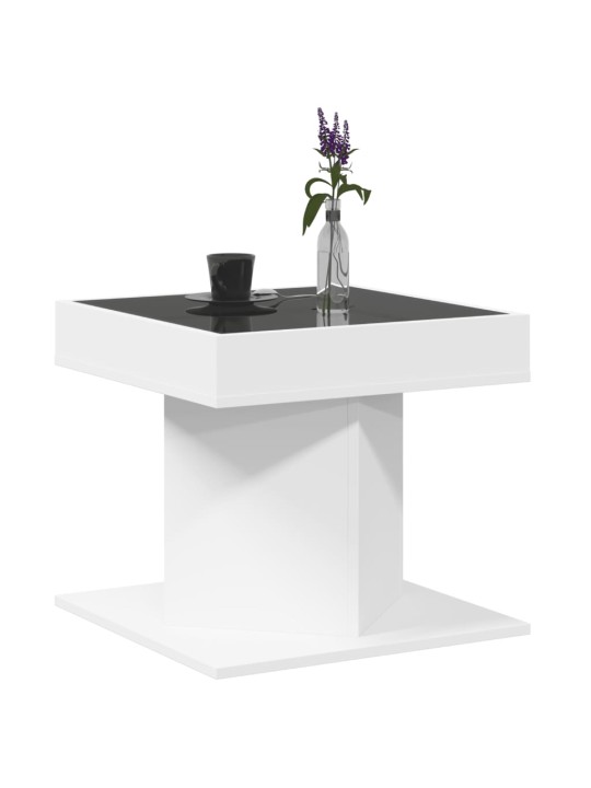Konferenční stolek s LED bílý 50 x 50 x 45 cm kompozitní dřevo