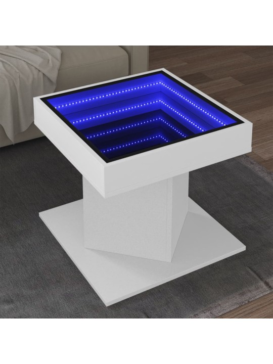 Konferenční stolek s LED bílý 50 x 50 x 45 cm kompozitní dřevo