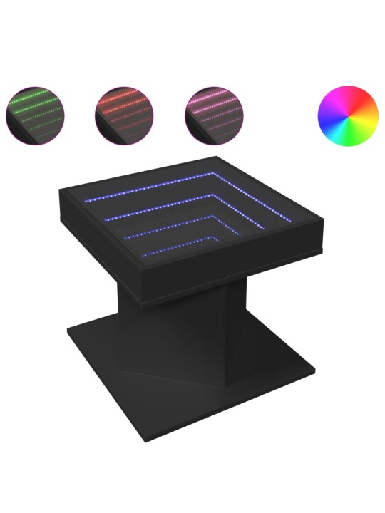 Konferenční stolek s LED černý 50 x 50 x 45 cm kompozitní dřevo