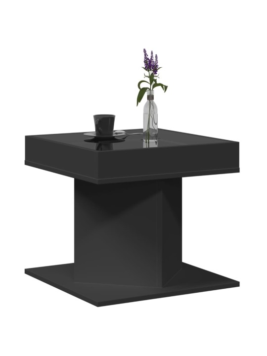 Konferenční stolek s LED černý 50 x 50 x 45 cm kompozitní dřevo