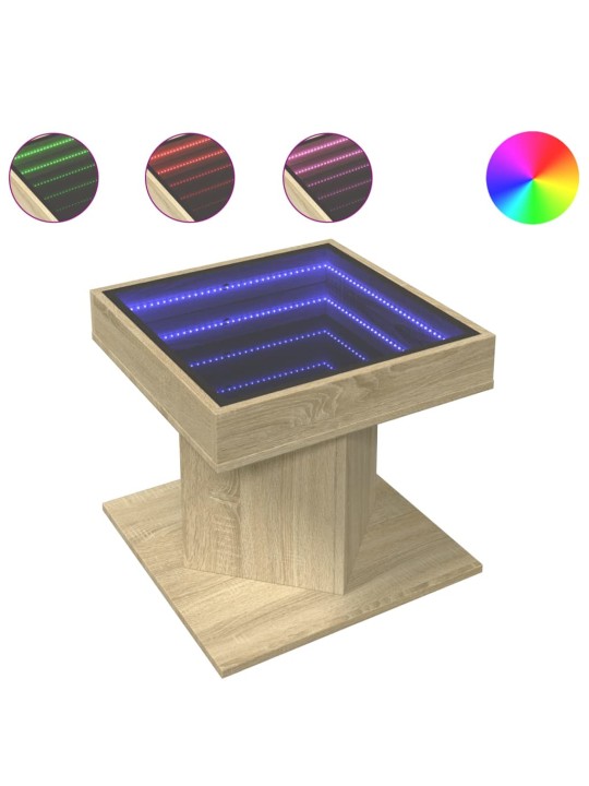 Konferenční stolek s LED dub sonoma 50 x 50 x 45 cm kompozit
