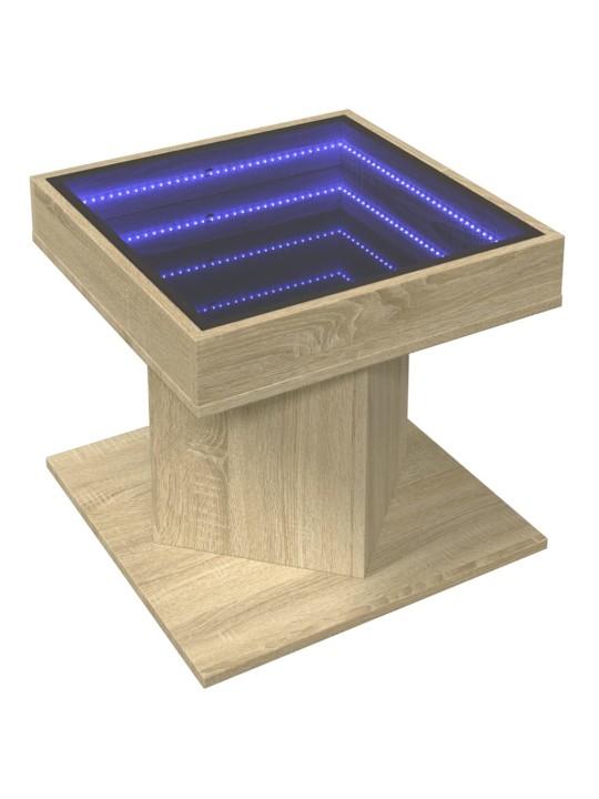 Konferenční stolek s LED dub sonoma 50 x 50 x 45 cm kompozit