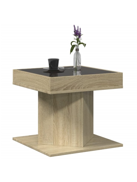 Konferenční stolek s LED dub sonoma 50 x 50 x 45 cm kompozit