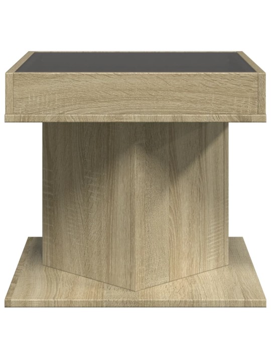 Konferenční stolek s LED dub sonoma 50 x 50 x 45 cm kompozit