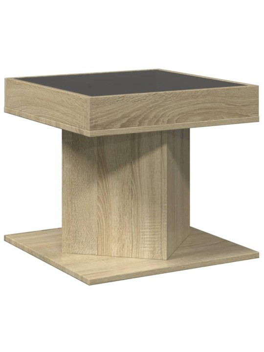 Konferenční stolek s LED dub sonoma 50 x 50 x 45 cm kompozit