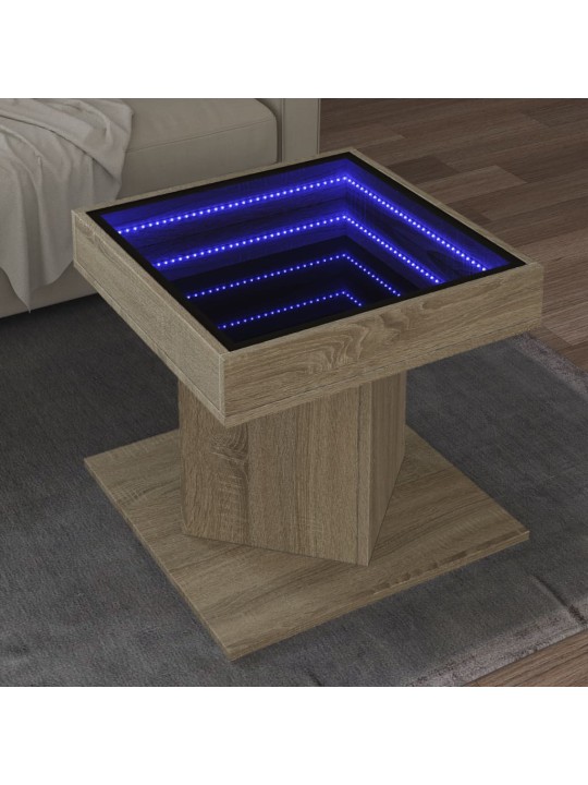 Konferenční stolek s LED dub sonoma 50 x 50 x 45 cm kompozit