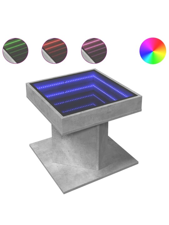 Konferenční stolek s LED betonově šedý 50 x 50 x 45 cm kompozit