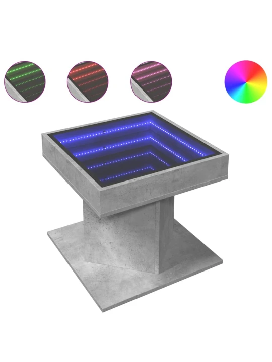Konferenční stolek s LED betonově šedý 50 x 50 x 45 cm kompozit