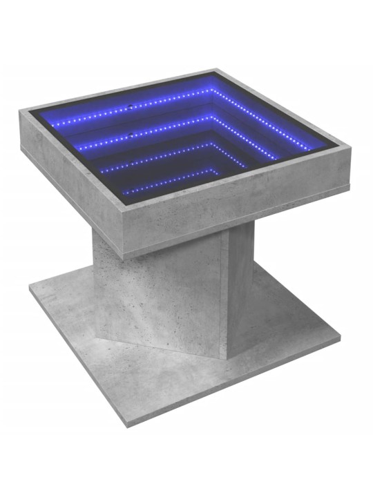 Konferenční stolek s LED betonově šedý 50 x 50 x 45 cm kompozit