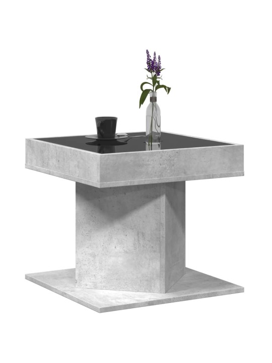 Konferenční stolek s LED betonově šedý 50 x 50 x 45 cm kompozit