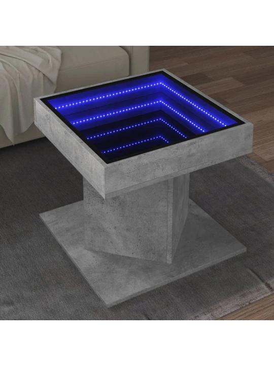 Konferenční stolek s LED betonově šedý 50 x 50 x 45 cm kompozit